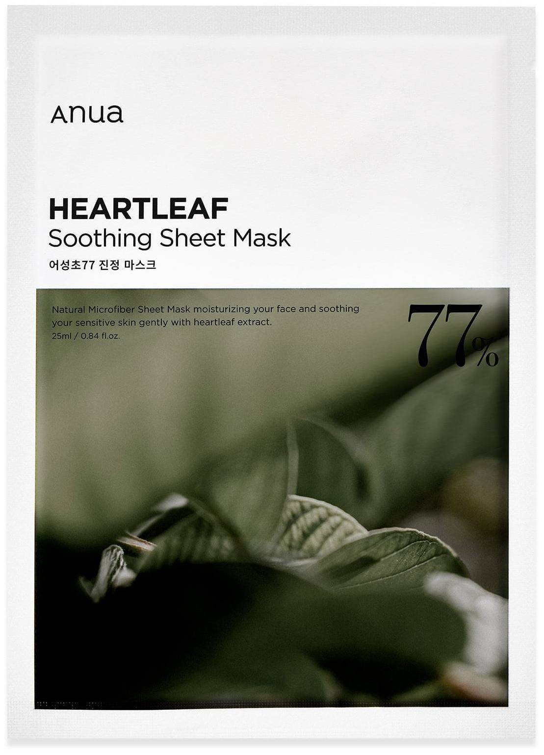 Anua Heartleaf Mască de față cu folie 77%, 25 ml