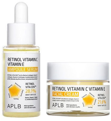 APLB Set Retinol Vitamin C Vitamin E - Ser și Cremă pentru față, 40 + 55 ml