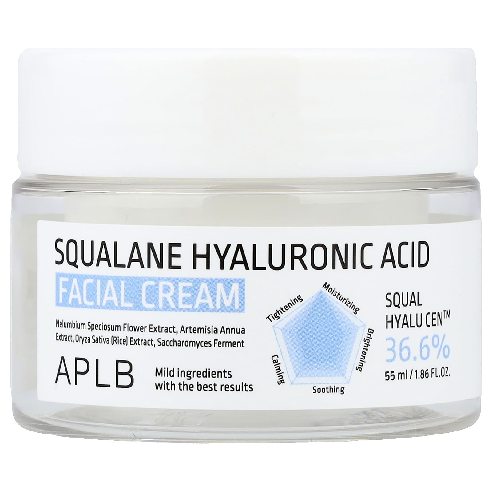 APLB Cremă de față Squalane Hyaluronic Acid, 55 ml