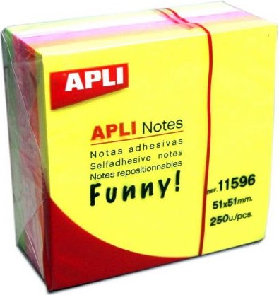 Cub notite autoadezive  APLI -5 culori neon, 51 х 51 mm, 250 bucati