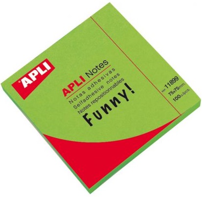 Notite autoadezive APLI - Verde neon , 75 x 75 mm, 100 bucati