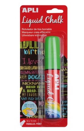 Marker cretă pentru tablă și sticlă APLI - Verde, 28 g