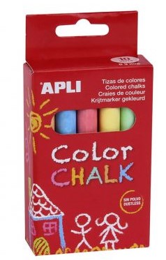 Creta colorata fara praf APLI ø 9 x 105 mm, 10 buc,