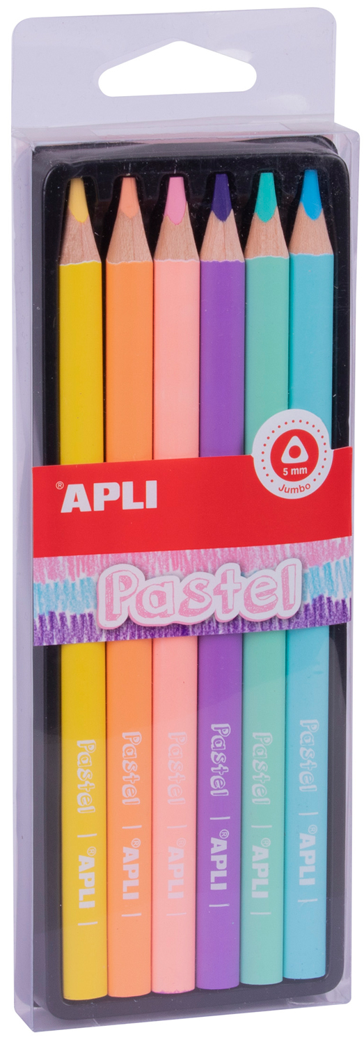 Set de creioane jumbo colorate APLI - 6 culori, pastel
