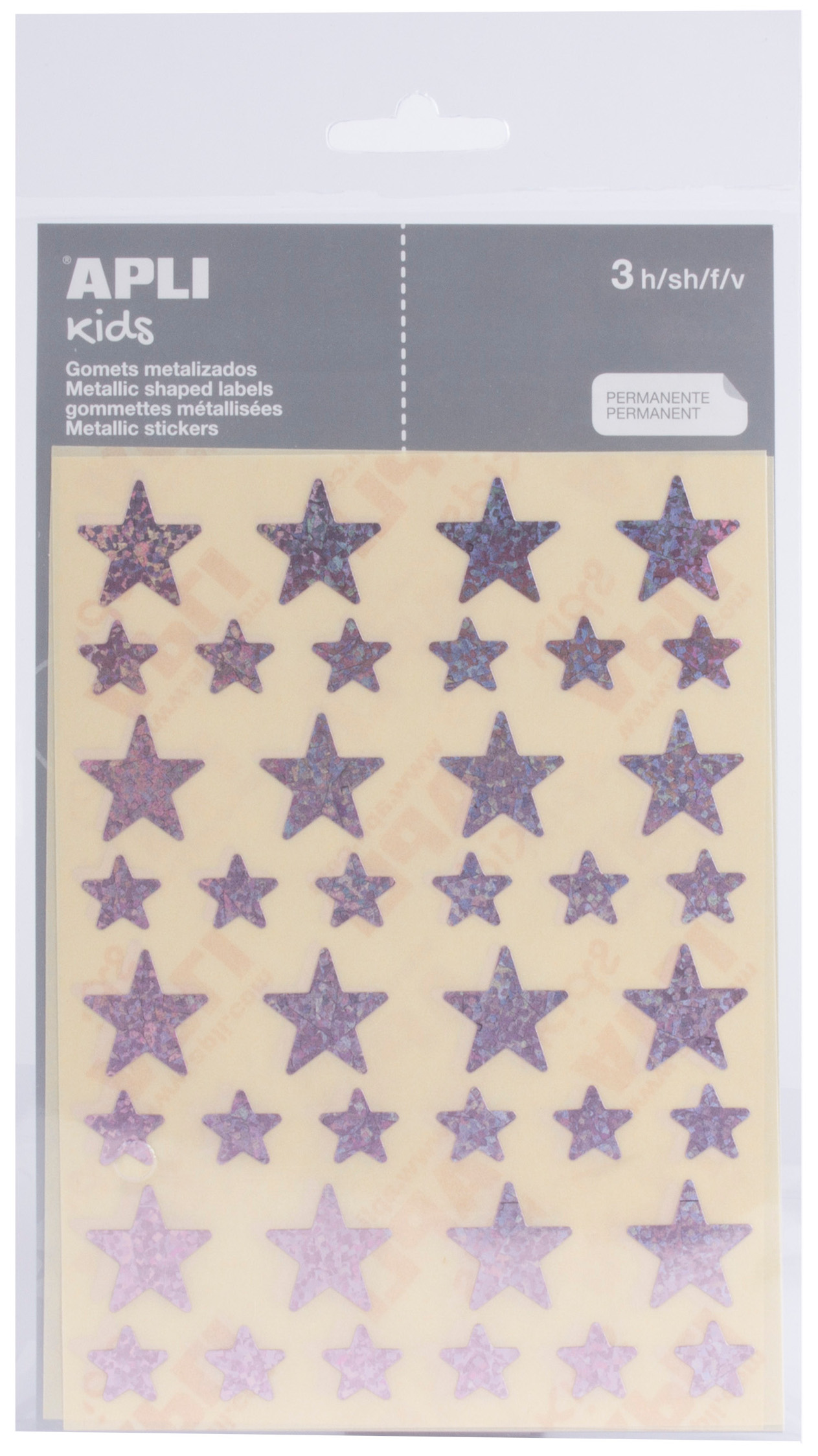 Set stickere APLI - Stelute, praf de stele roz, 3 foi