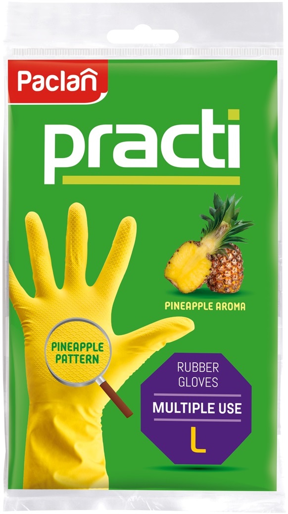 Mănuși parfumate pentru uz casnic  Paclan - Practi, mărimea L, 1 pereche, galben