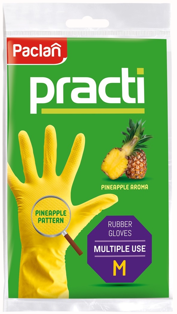Mănuși parfumate pentru uz casnic Paclan - Practi, mărimea M, 1 pereche, galben