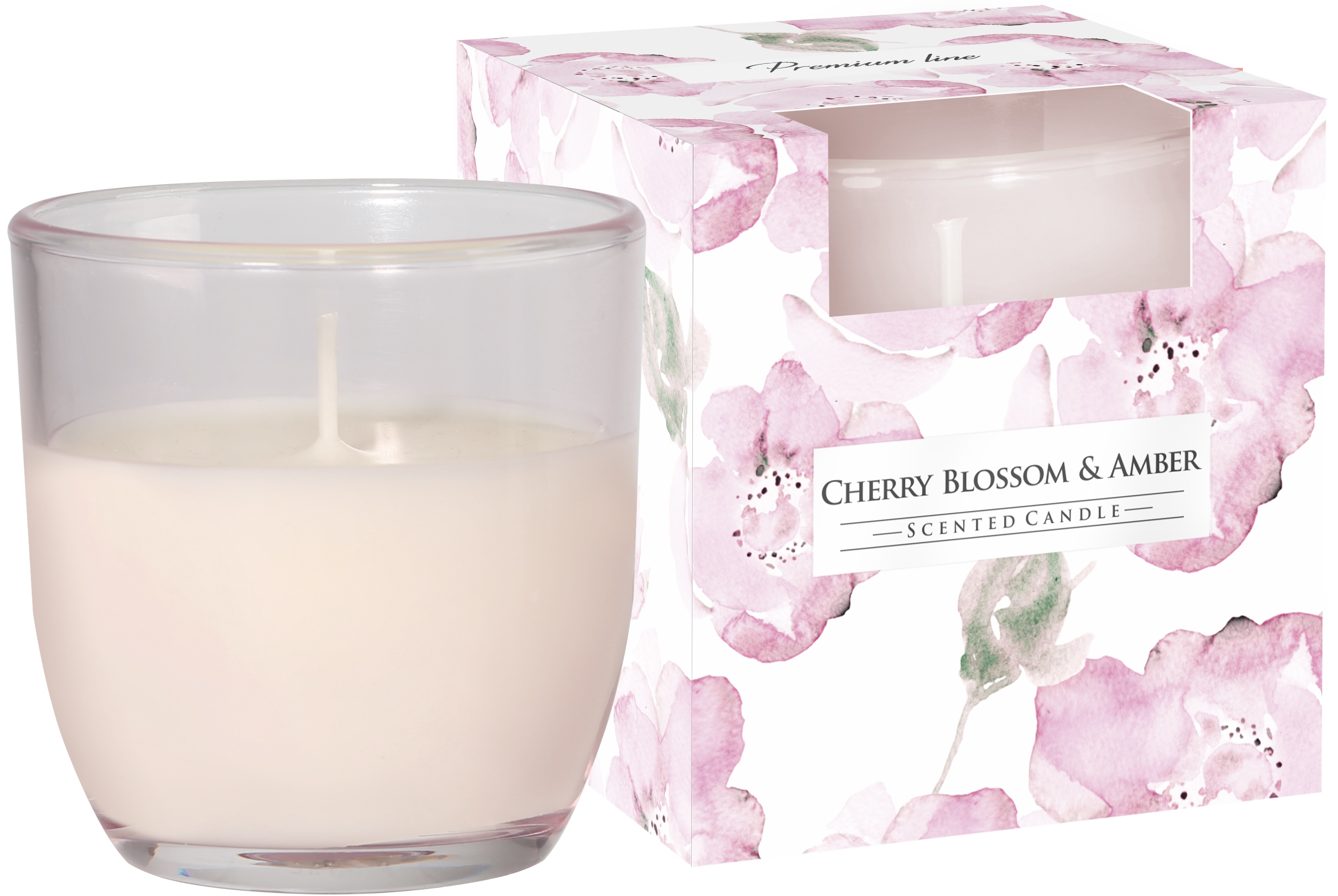 Lumânare parfumată Bispol Aura - Cherry Blossom & Amber, 100 g