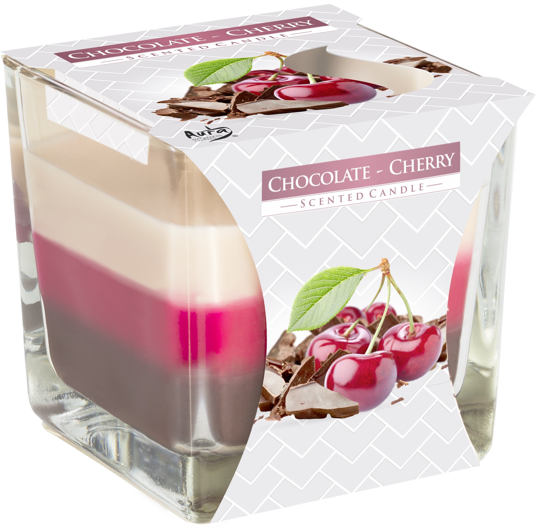 Lumânare parfumată Bispol Aura - Ciocolată - Cireșe, 170 g