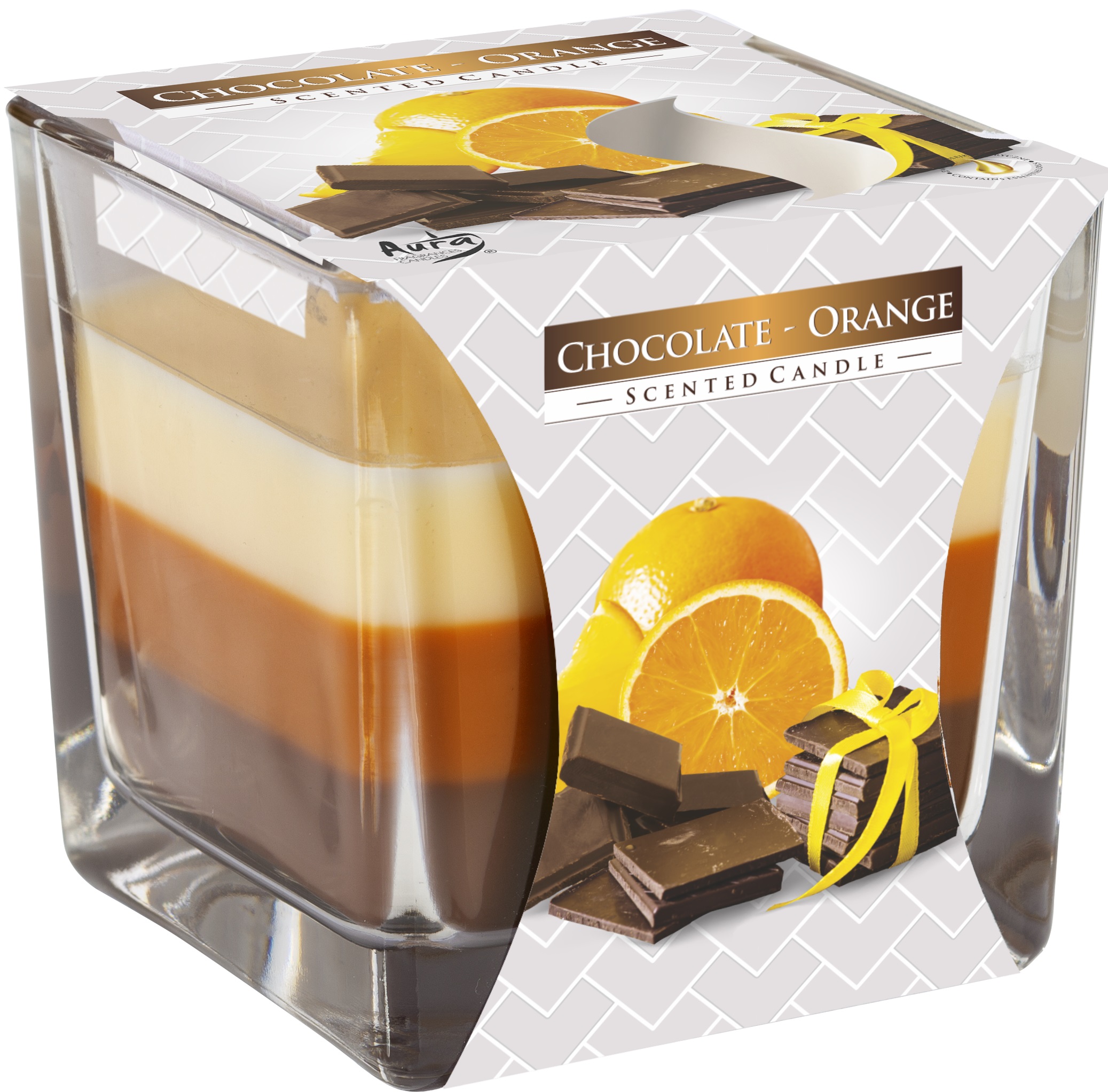 Lumânare parfumată Bispol Aura - Chocolate-Orange, 170 g