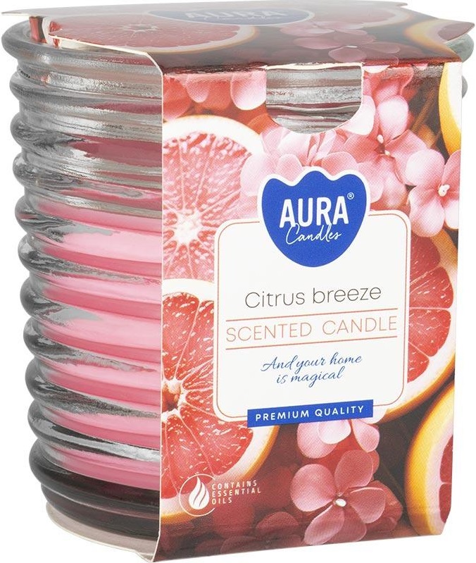 Lumânare parfumată Bispol Aura - Citrus Breeze, 130 g
