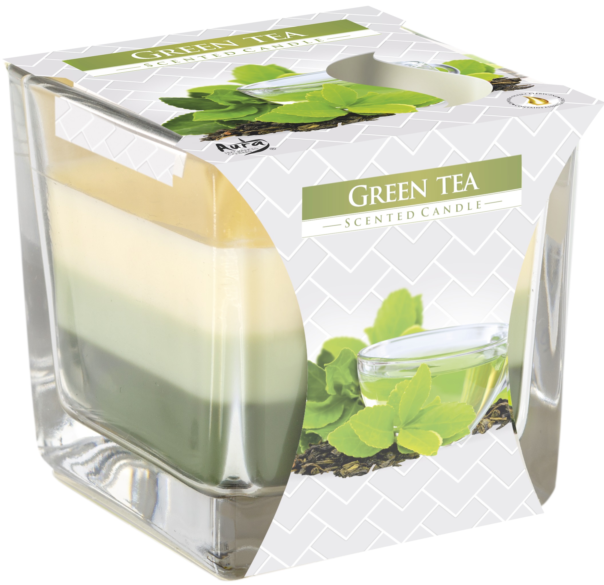 Lumânare parfumată Bispol Aura - ceai verde, 170 g