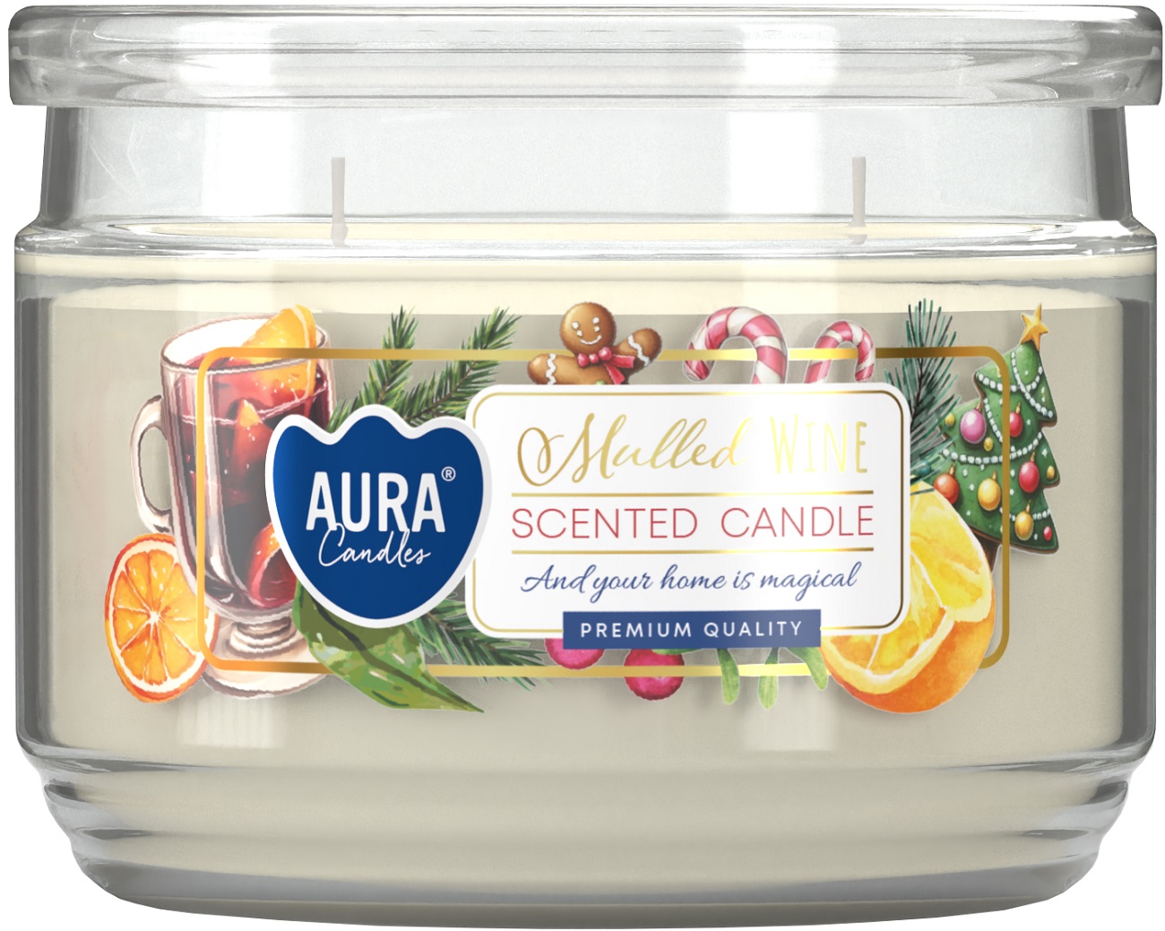 Lumânare parfumată Bispol Aura - Mulled Wine, 280 g
