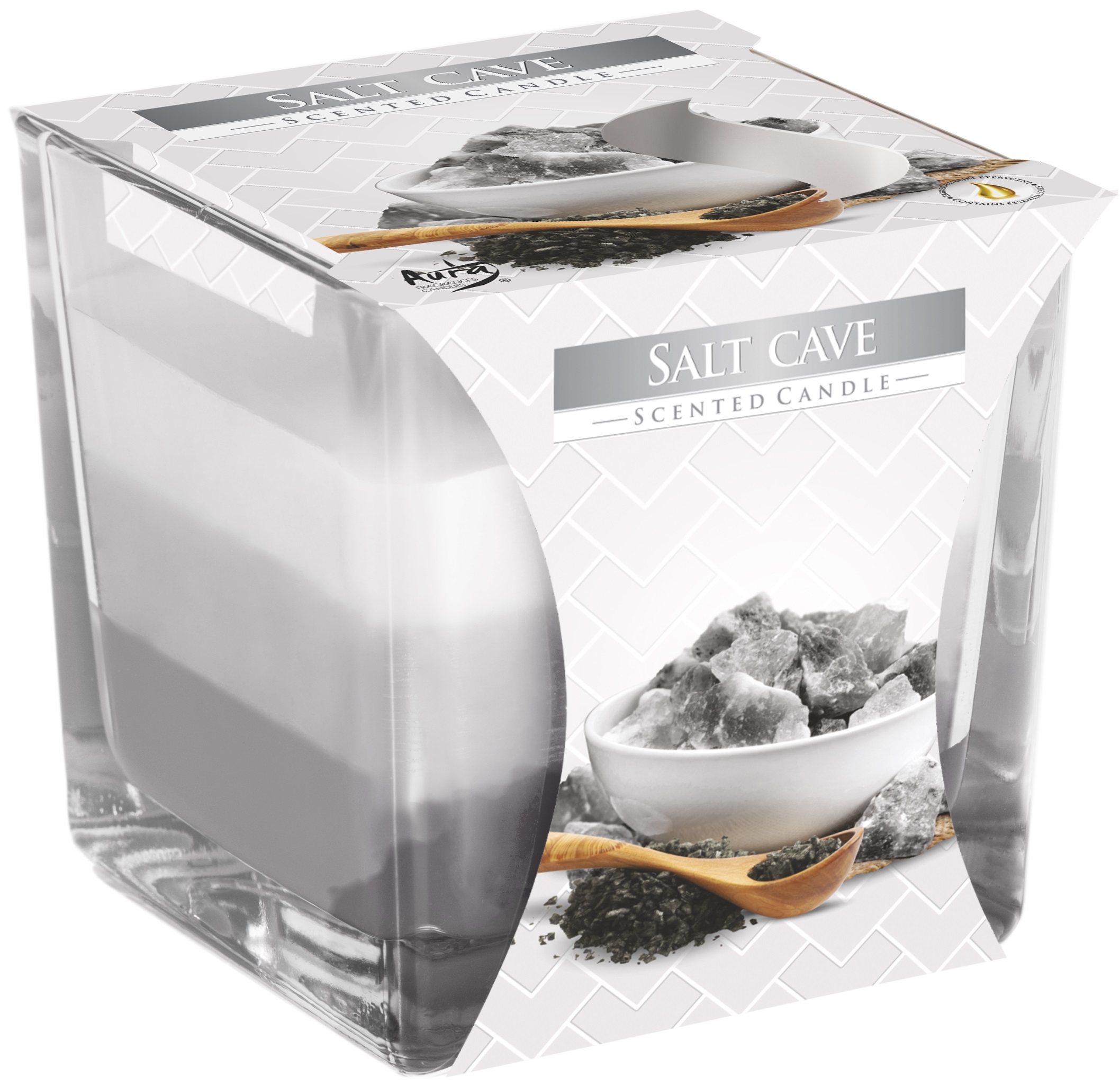 Lumanare Parfumata in Pahar in Trei Culori, Salt Cave, 32 Ore - imagine 2