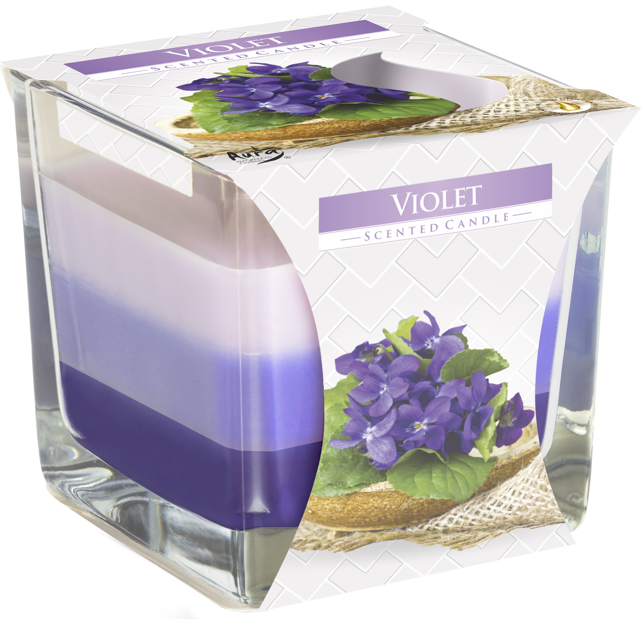 Lumânare parfumată Bispol Aura - Violet, 170 g