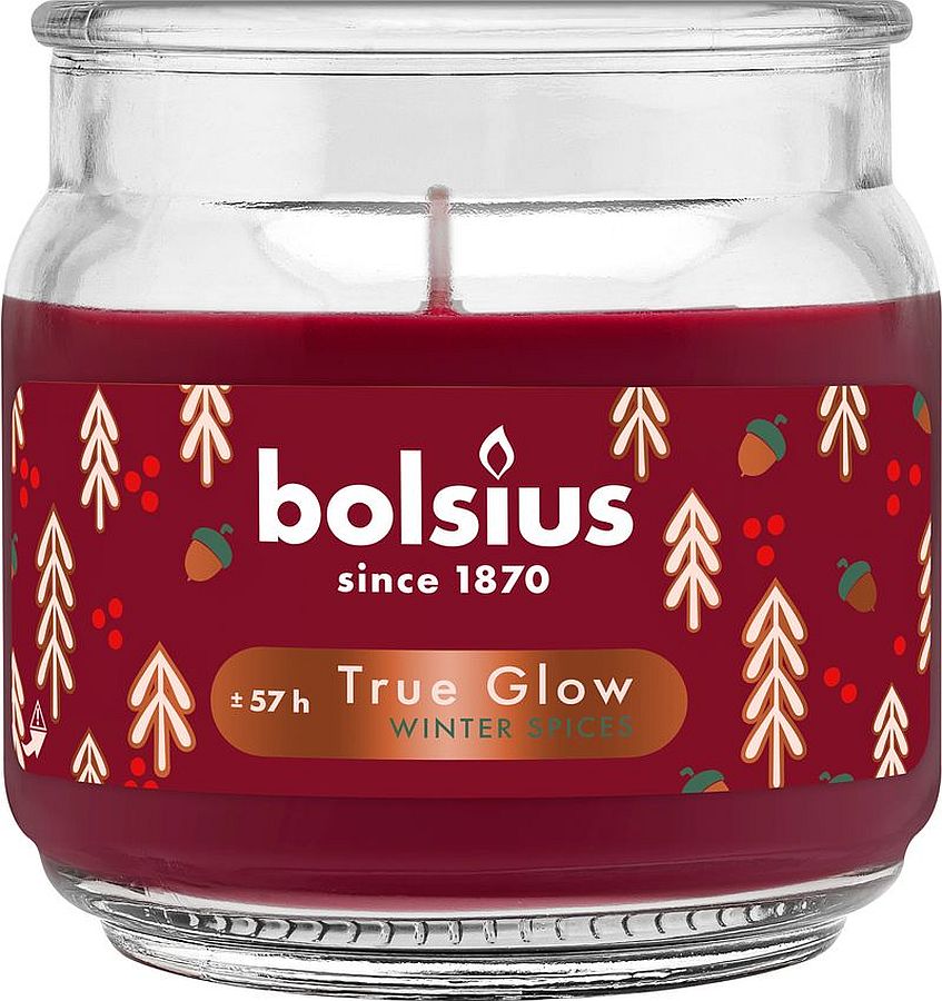 Lumânare parfumată Bolsius True Glow - Winter Spices, 57 h