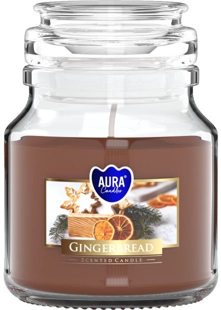 Lumânare parfumată într-un borcan Bispol Aura - Gingerbread, 120 g