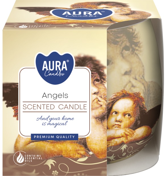 lumânare parfumată într-o cană Bispol Aura - Angels, 100 g