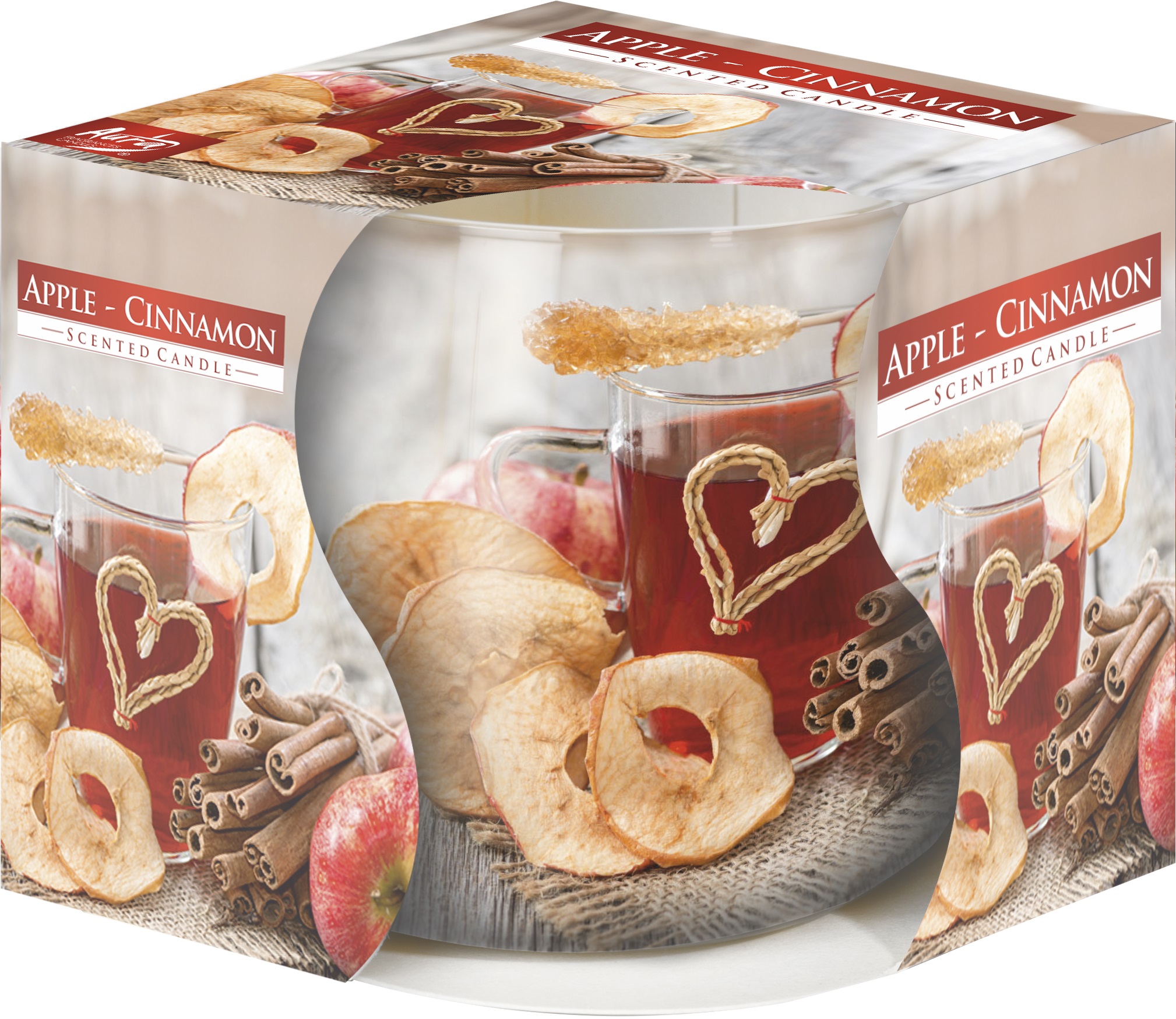 Lumânare parfumată Bispol Aura - Măr și scorțișoară, 100 g