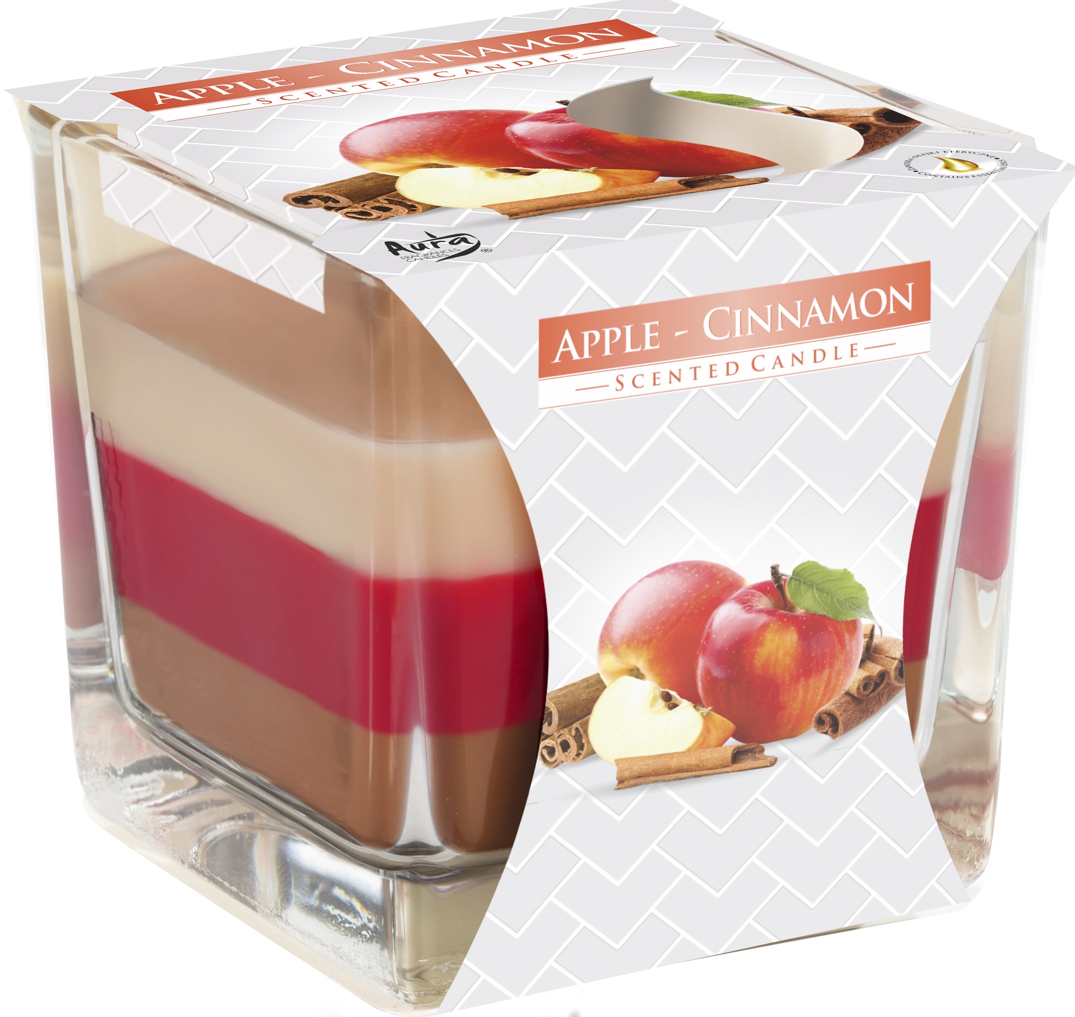 Lumânare parfumată Bispol Aura - Măr și scorțișoară, 170 g