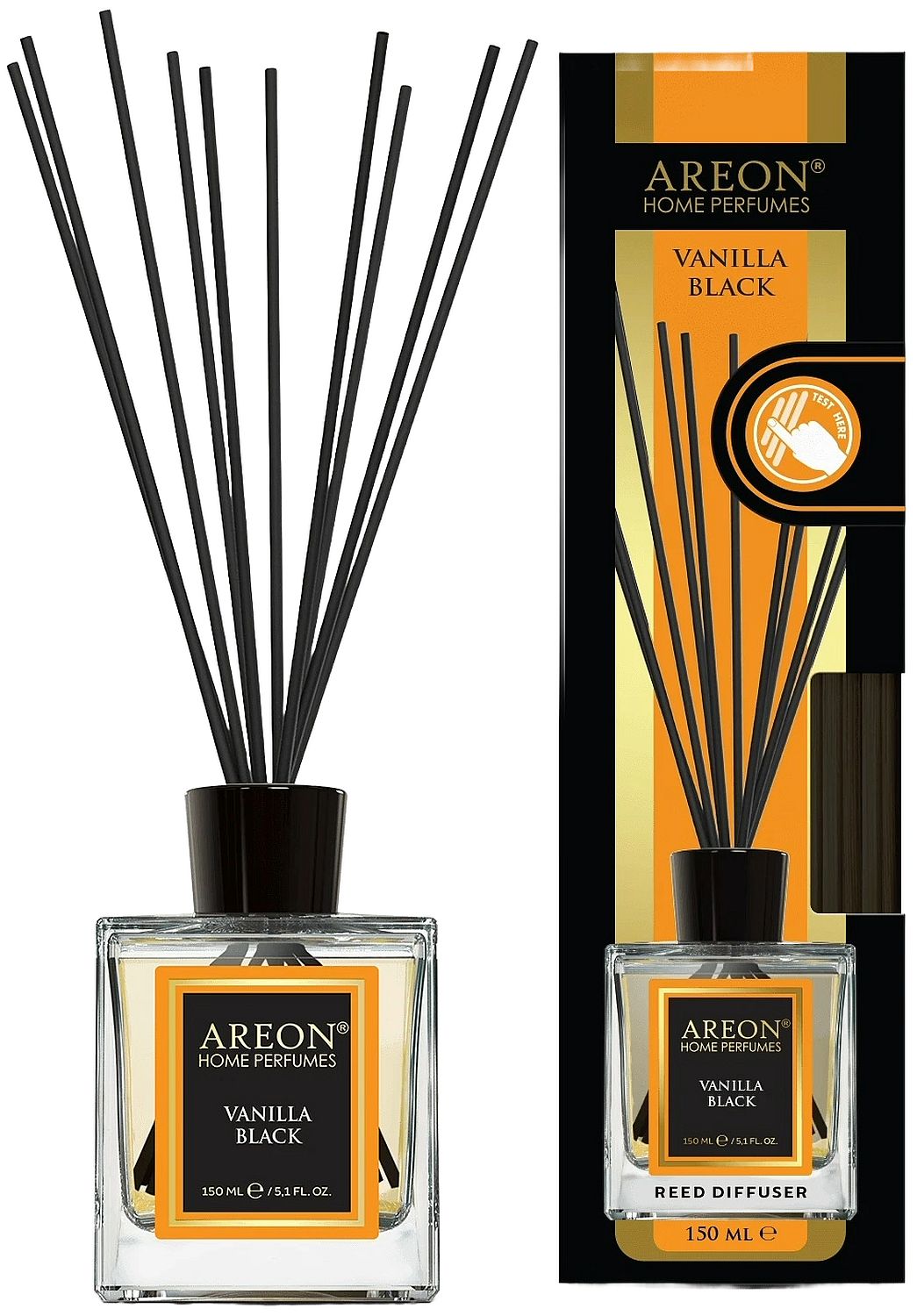 Odorizant cu bețișoare Areon Lux - Vanilla Black, 150 ml