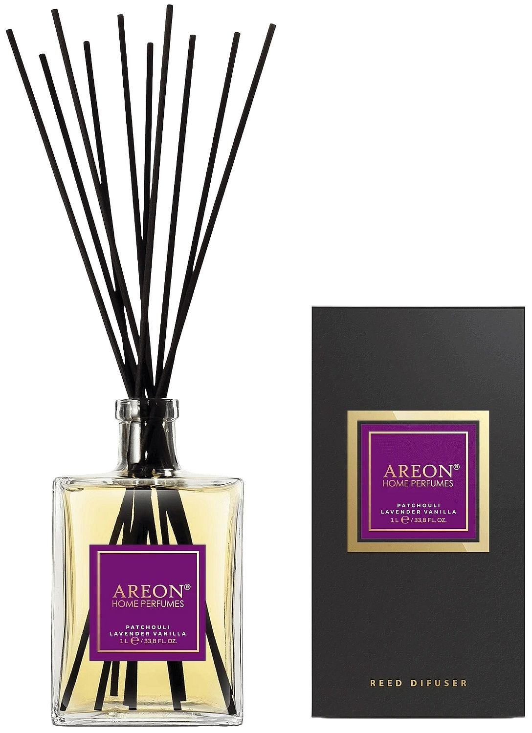 Bețișoare parfumate Areon Premium - Patchouli, Lavender, Vanilla, 1 l
