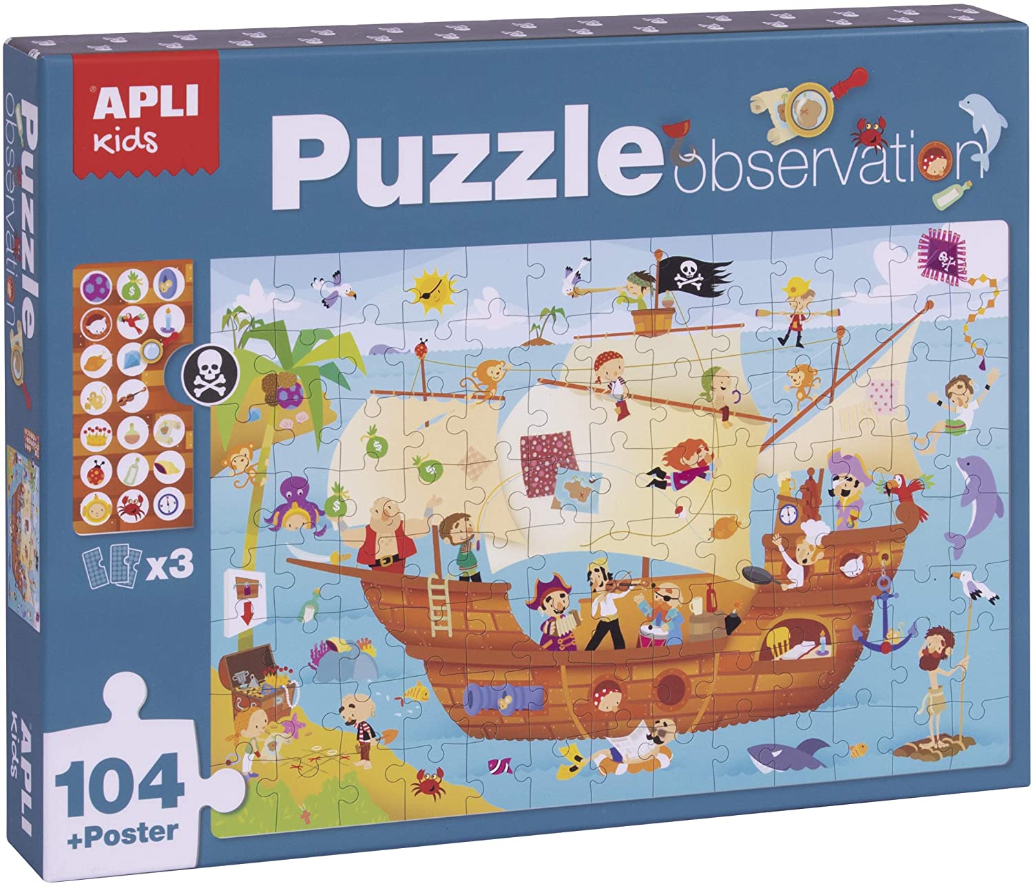Joc de asociere Apli - Puzzle Corabia piratilor, 104 piese