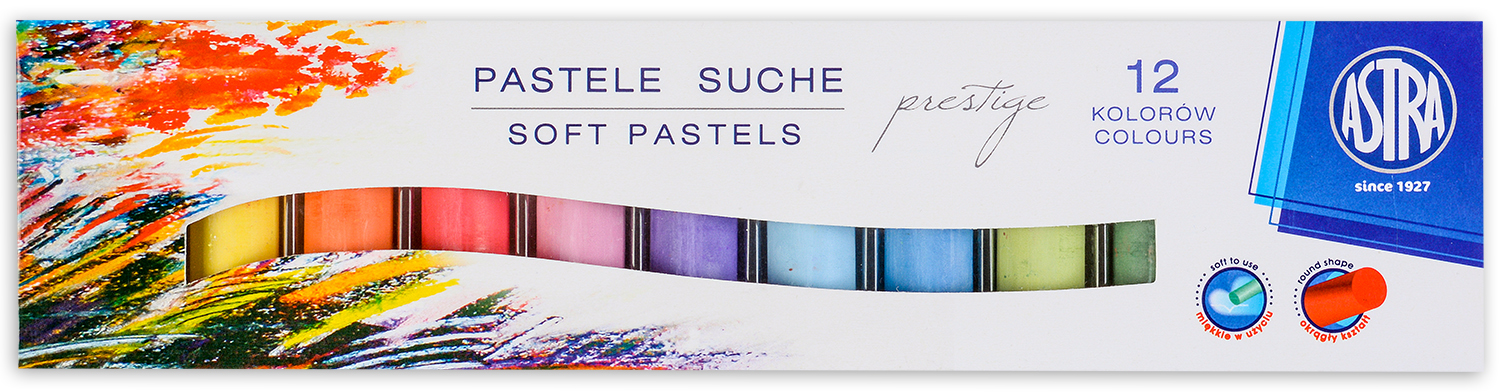 Pasteluri uscate Astra - Prestige, 12 culori, cu forma rotunda