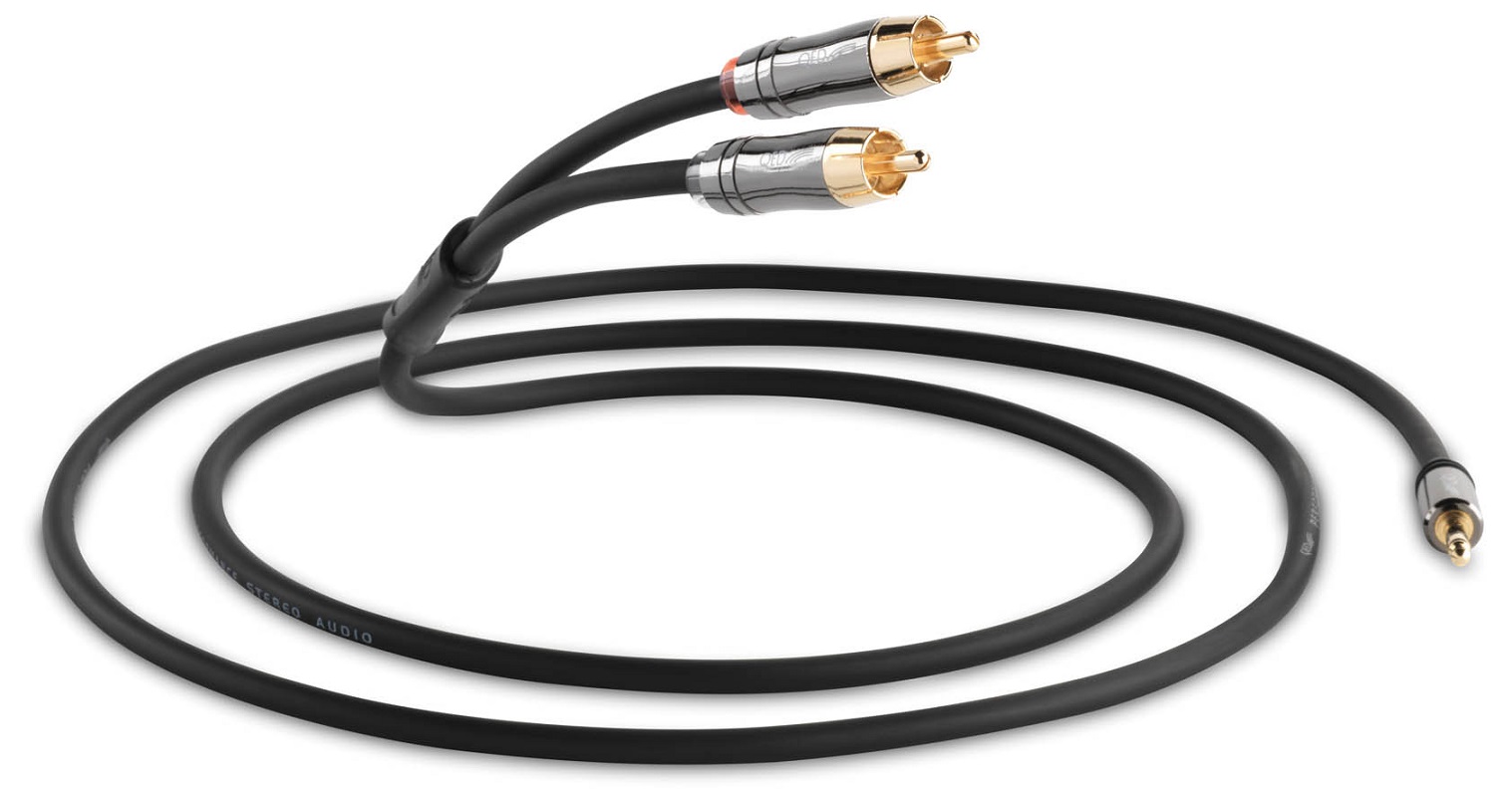 Cablu audio QED - Performance J2P, 2x RCA/3,5 mm M/M, 1,5 m, negru