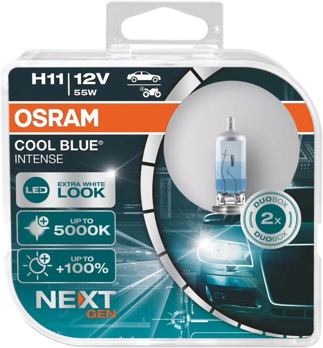 Becuri auto Osram - H11, 64211CBN, Cool Blue Intense