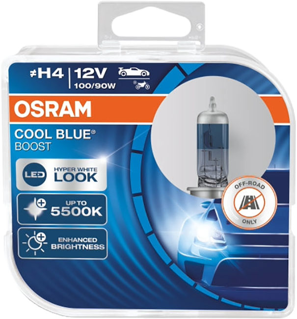 Becuri auto Osram - H4, 62193CBB, Cool Blue Boost