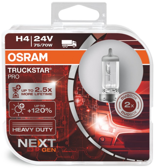 Becuri auto Osram - H4, 64196TSP, Truckstar Pro