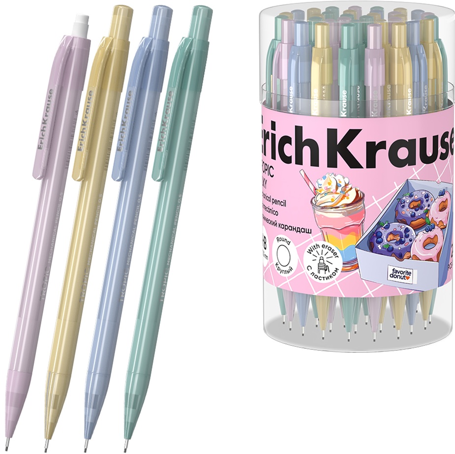 Creion automat Erich Krause - Tropic Milky, 0.5 mm, HB, sortiment