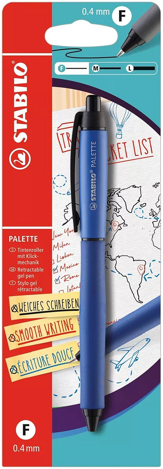 Pix cu gel automat Stabilo Palette - F, albastru, blister