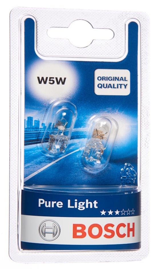 Bec auto Bosch - W5W, 12V, W2.1X9.5d, 2 bucăți