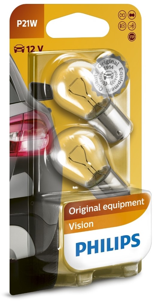 Becuri auto Philips - 12V, P21W, BA15s, 2 buc.