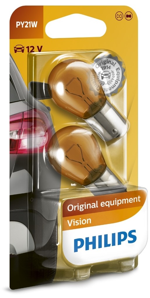 Becuri auto Philips - 12V, PY21W, BAU15s, 2 buc.