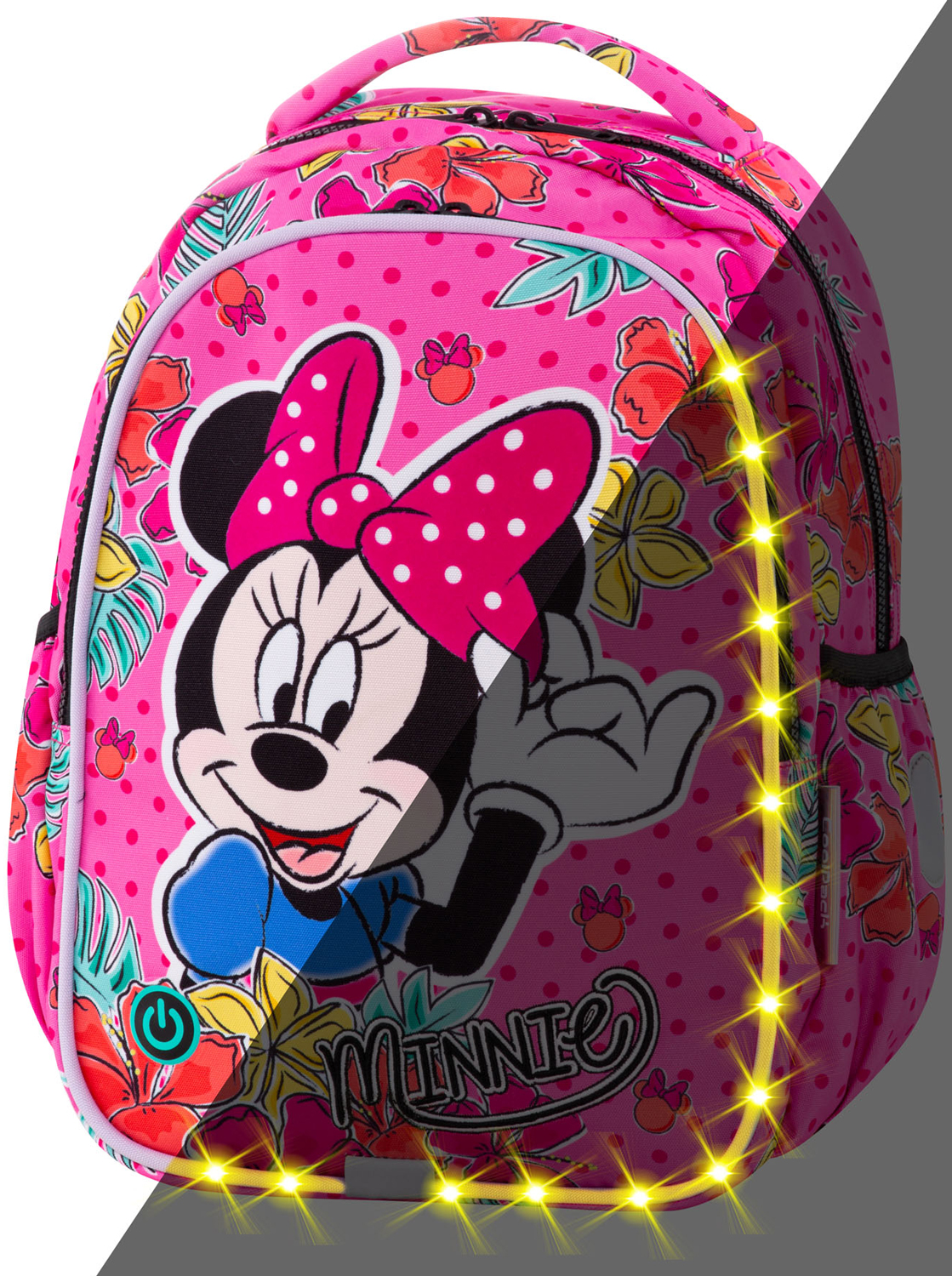 Ghiozdan scolar cu iluminare LED Cool Pack Joy S - Minnie Mouse Tropical