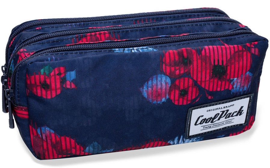 Penar scolar dreptunghiular Cool Pack Primus - Red Poppy, cu 3 compartimente