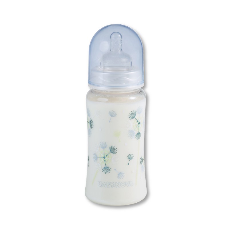 Sticlă de plastic cu gură largă  Baby Nova PA - 300 ml, albastru
