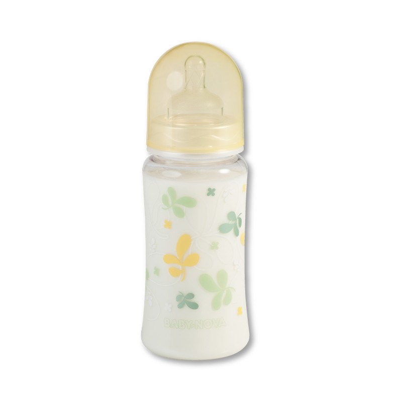 Sticlă de plastic cu gură largă  Baby Nova PA - 300 ml, galben
