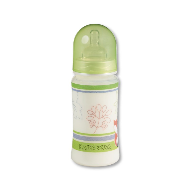 Biberon din plastic cu gât larg Baby Nova PA - 300 ml, culoarea Pădure