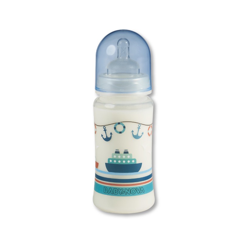 Sticlă de plastic cu gură largă  Baby Nova PР - 300 ml, Barcă