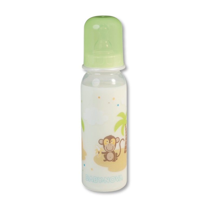 Sticlă de plastic standardă  Baby Nova - 250 ml, maimuţă