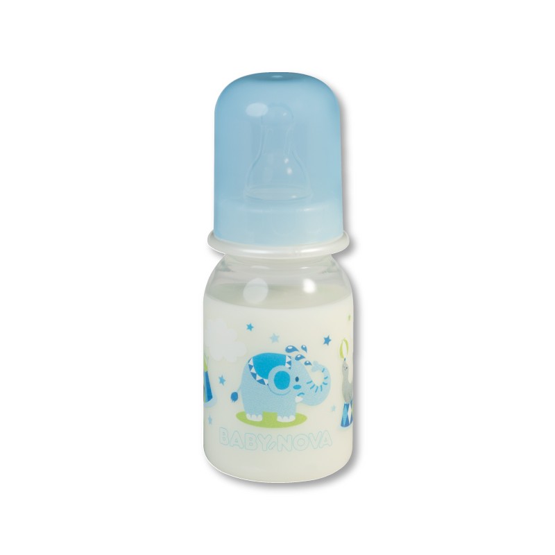 Sticlă de plastic standardă  Baby Nova - 125 ml, pui de elefant