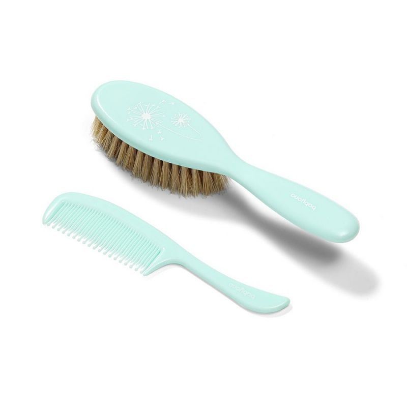 Perie si piepten din par natural  Babyono - Verde
