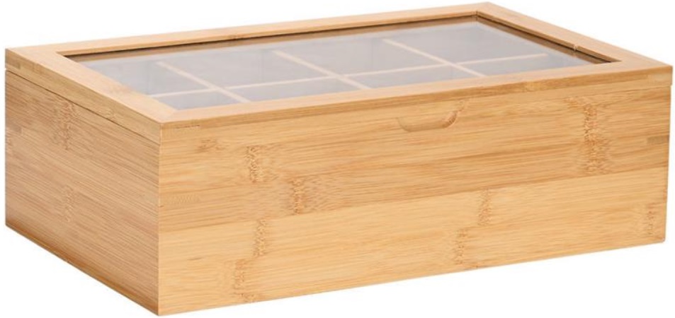 Cutie de depozitare din bambus cu 8 compartimente și capac Estia - 31 x 19 x 9 cm