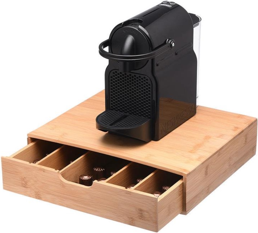Sertar-organizator din bambus pentru capsule de cafea Estia – Bamboo Essentials, 35,3 x 29 x 8,5 cm