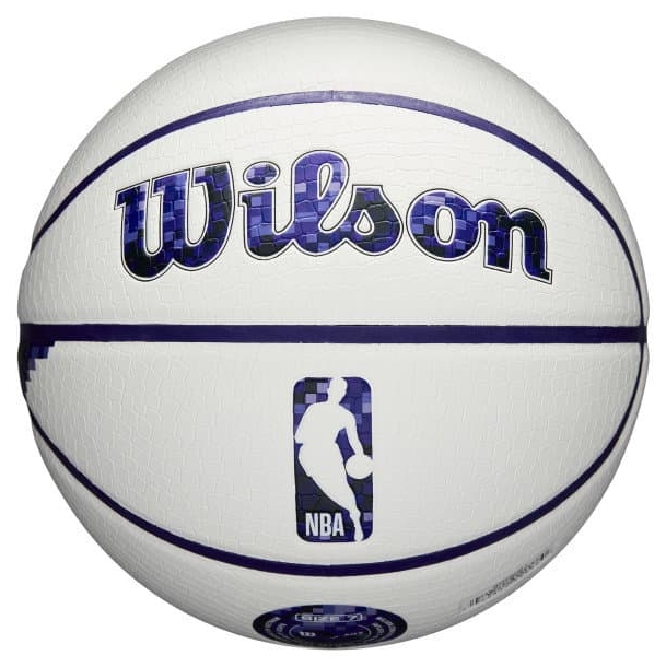 Minge de baschet Wilson - NBA Team Pixel Basketball Los Angeles Lakers, mărimea 7, albă
