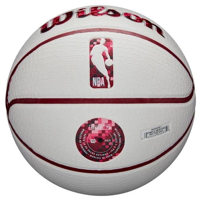 Minge de baschet Wilson - NBA Team Pixel Basketball Miami Heat, mărimea 7, albă